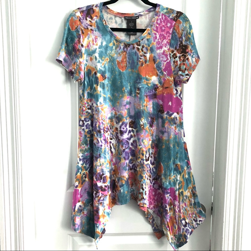 NWOT Chelsea & Theodore Watercolor Tunic Top M